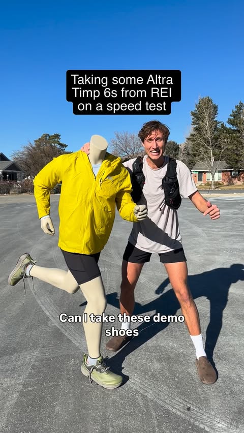 Instagram post by @trailswithzach for REI. Caption reads: [...] Altra Timp 6s with a run from my local REI....