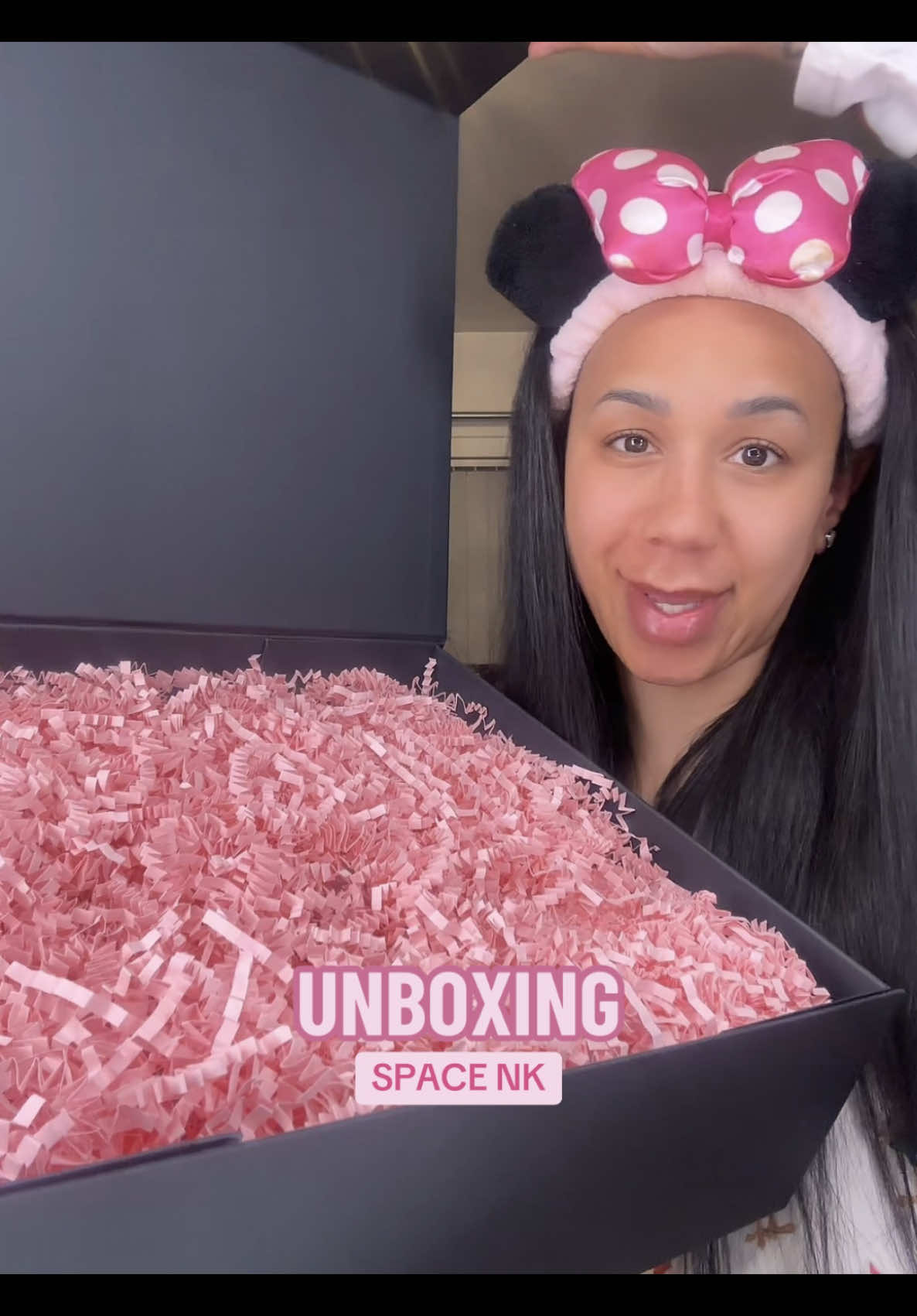 TikTok post by @sineadbaldev for Space NK. Caption reads: Ahhhh, Thank You So Much @SPACE NK 🥰♥️ #unboxing....