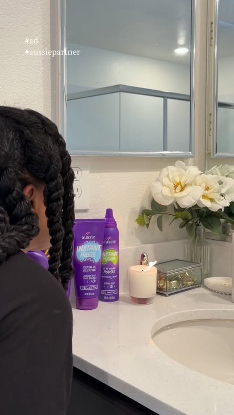 Instagram post by @kaylaniquiocho for Aussie Hair. Caption reads: [...] before with a twist out using the....