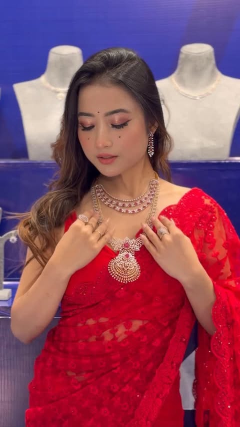 Instagram post by @eshaaneegogoi for Tanishq. Caption reads: Tanishq Diamond Jewellery Exhibition happening....