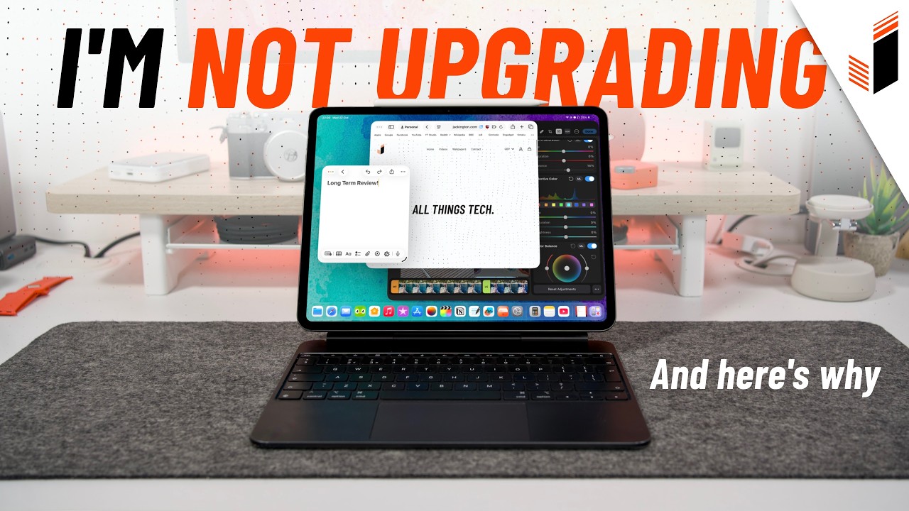 YouTube post by @itsjackington for SANDMARC. Caption reads: I’ve Used the M4 iPad Pro for 18 Months - Here’s....