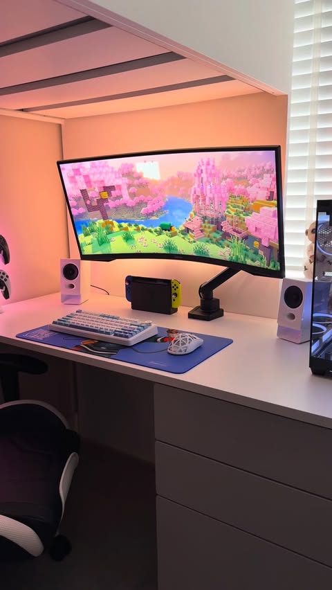 Instagram post by @stommagames for Nanoleaf. Caption reads: I needed to free up some desk space on my son’s....