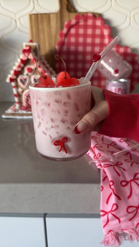 Instagram post by @aurelie.erikson for Anthropologie. Caption reads: The cutest & yummiest Galentine’s dirty soda EVER!....