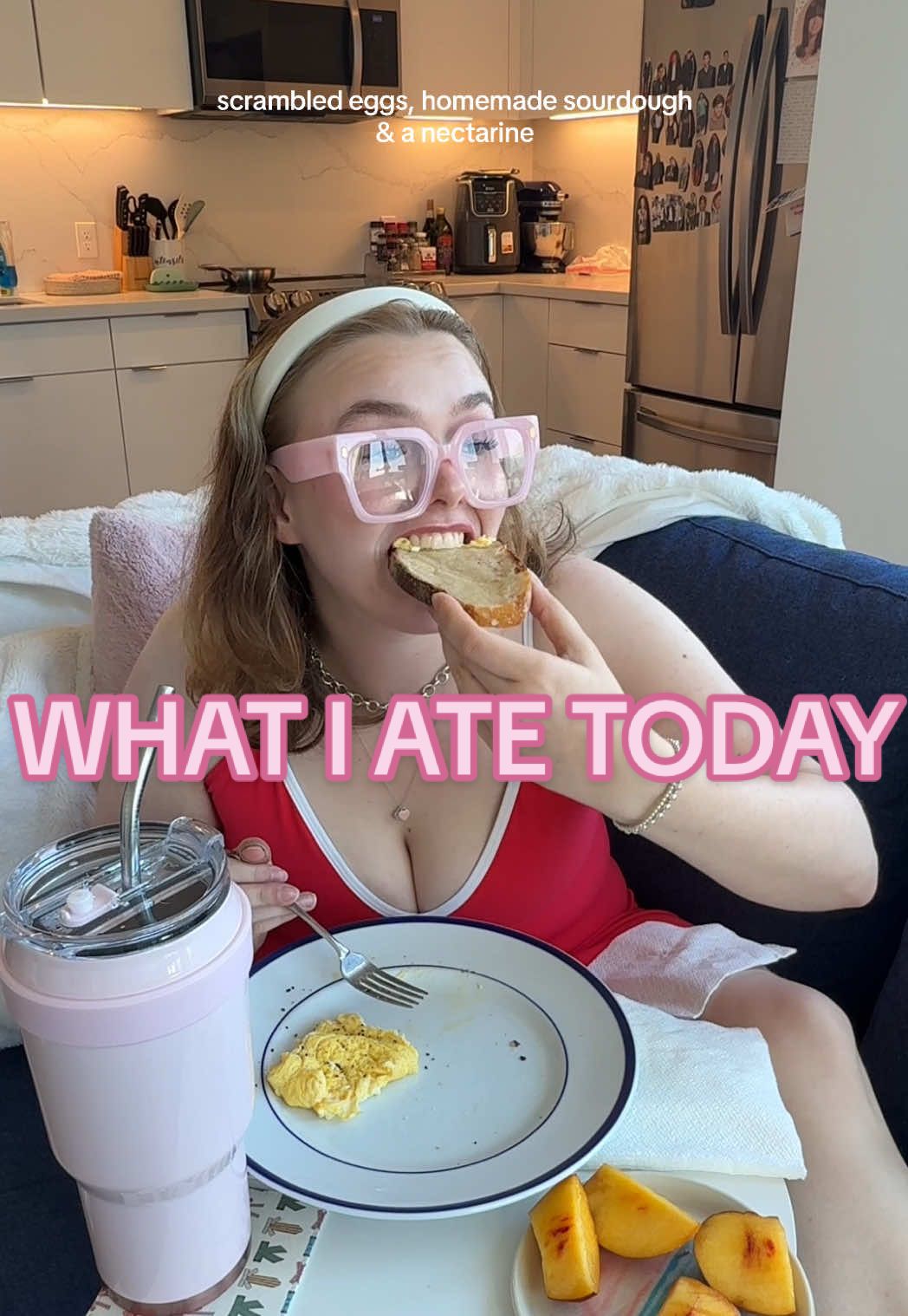 TikTok post by @carolineeliseee for SkinnyDipped. Caption reads: LET’S EAT!!!!!🍽️💗💗 I haven’t posted one of....