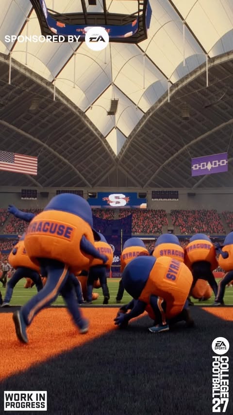Instagram post by @samuelbrownrbt for EA SPORTS College Football. Caption reads: #AD How Far Can a Mascot Kick a Field Goal in....