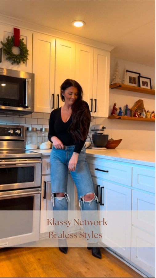 Instagram post by @deveny.hollyann for Klassy. Caption reads: [...] HATE wearing a bra.  #ad Thankful for....