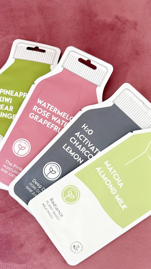 Instagram post by @glowwithelizabeth for eswbeauty. Caption reads: [...] products! Which mask would you try?!....