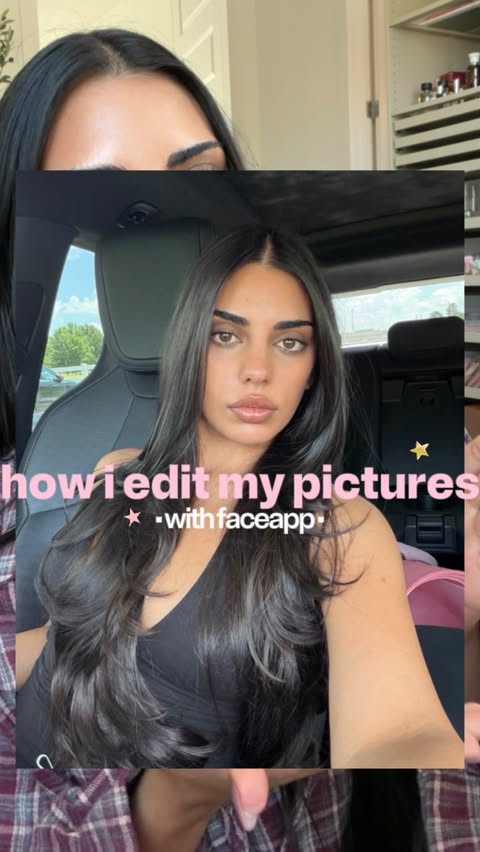 Instagram post by @sanagilani for FaceApp. Caption reads: [...] how I edit all my pictures! 🫶🏼 @faceapp is....