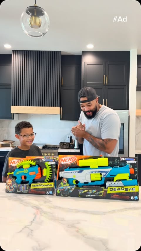 Instagram post by @thewilliamsondad for Hasbro. Caption reads: [...] Part 2 on TikTok… it’s game time. @nerf....