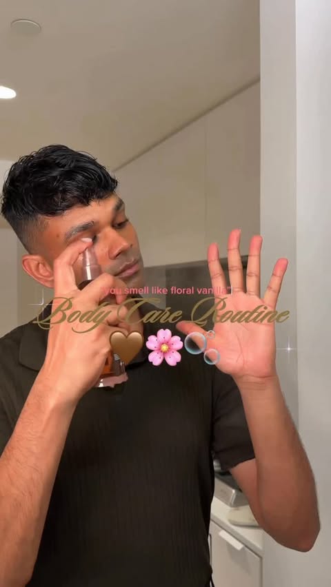 Instagram post by @ramonisrael for FENTY SKIN. Caption reads: [...] Care Routine 🤎🌸 In The Shower: 🫧 Fenty....