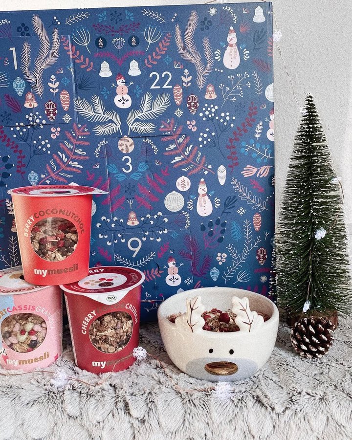 Instagram post by @andreiajessica for mymuesli. Caption reads: one bowl of tasty muesli every day until christmas....