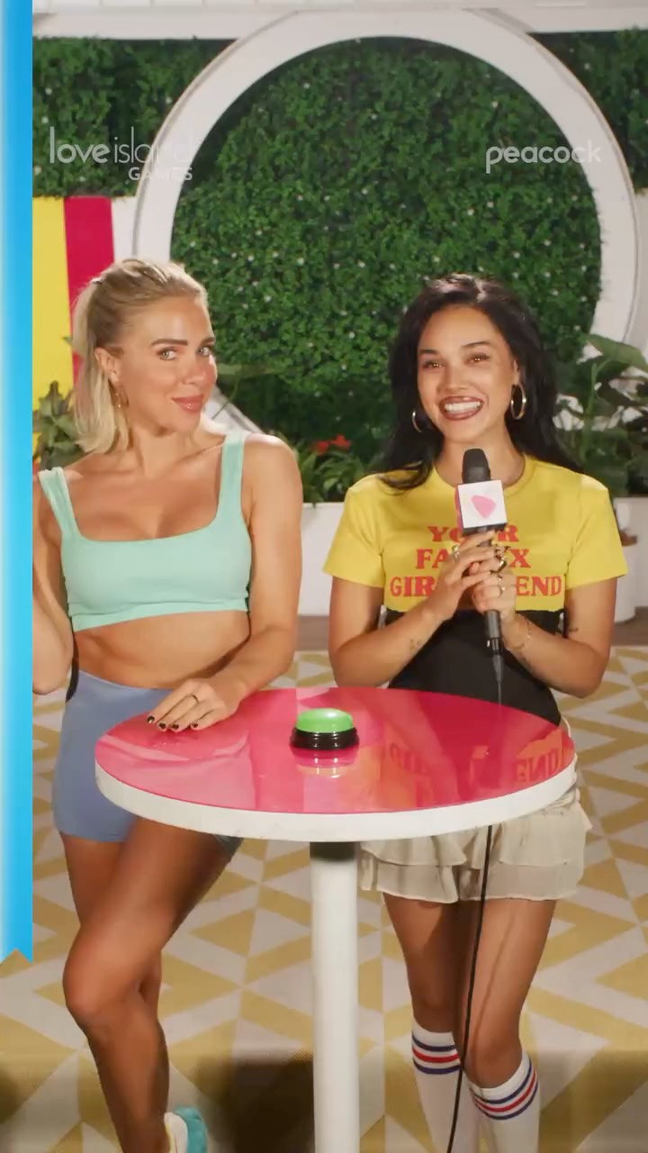 Instagram post by @gabbydawnallen for Peacock TV. Caption reads: Gabby's finishing #LoveIslandGames strong and....
