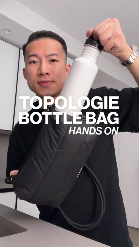 Instagram post by @thejasontsay for Topologie. Caption reads: trying every topologie bottle sacoche 👀....
