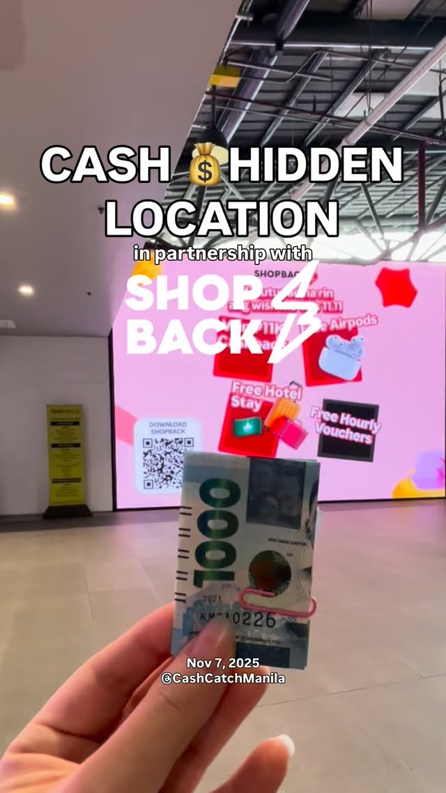 Instagram post by @cashcatchmanila for ShopBack. Caption reads: 1k 🤑 + Cashbacks from @shopbackph ! San ka pa?!....