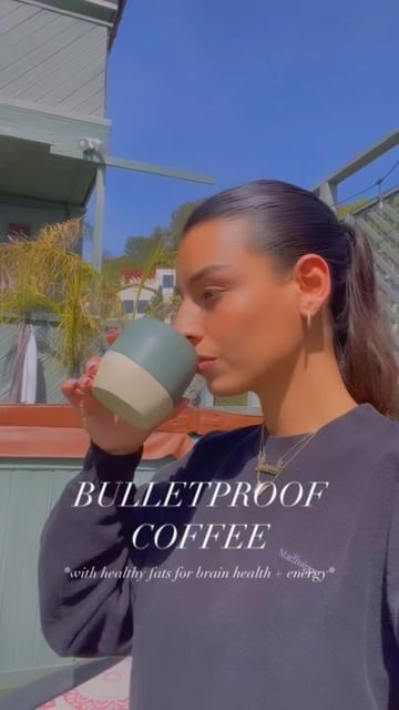 Instagram post by @healthylifebyjess for Bulletproof. Caption reads: Morning cup of goodness, sipping on @bulletproof....