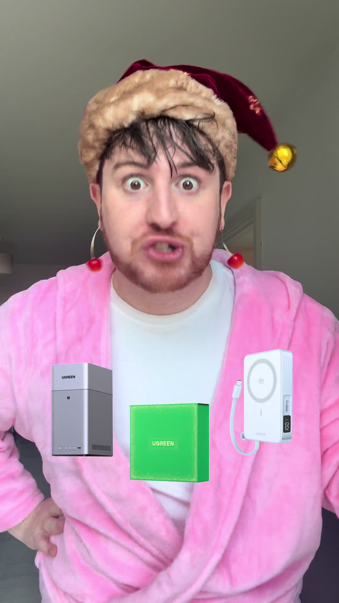 TikTok post by @antoniofedez for Ugreen. Caption reads: Wanna win big prizes?! 🎁 Join the @UGREEN.UK....