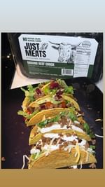 Instagram post by @girlbossmommie_x3 for Just Meats. Caption reads: #ad @justmeats.co 
Can’t go wrong with 🌮 

Their....