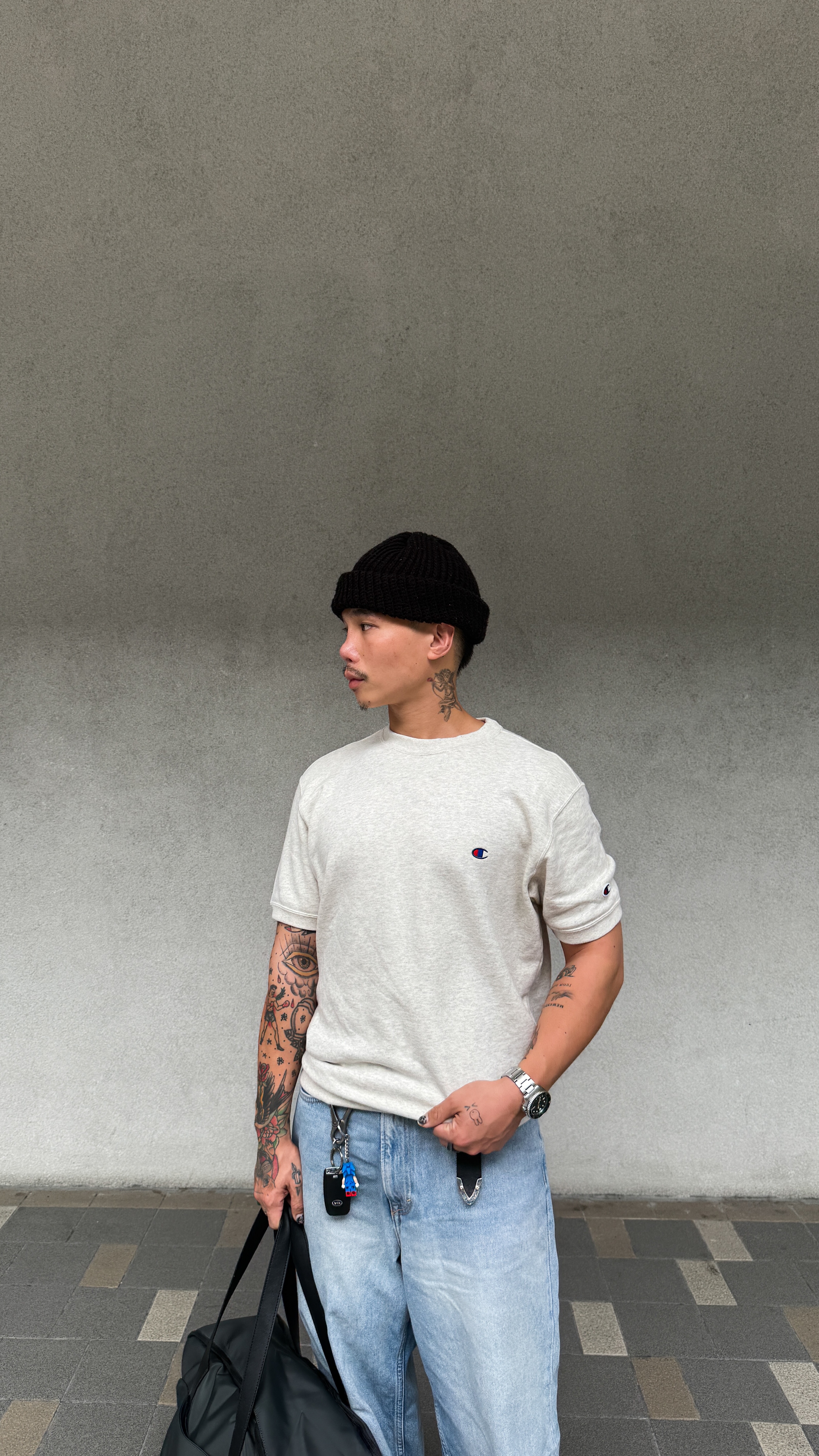 Instagram post by @iamjeffong for Champion. Caption reads: Shopping my fave shirts at Champion for the....