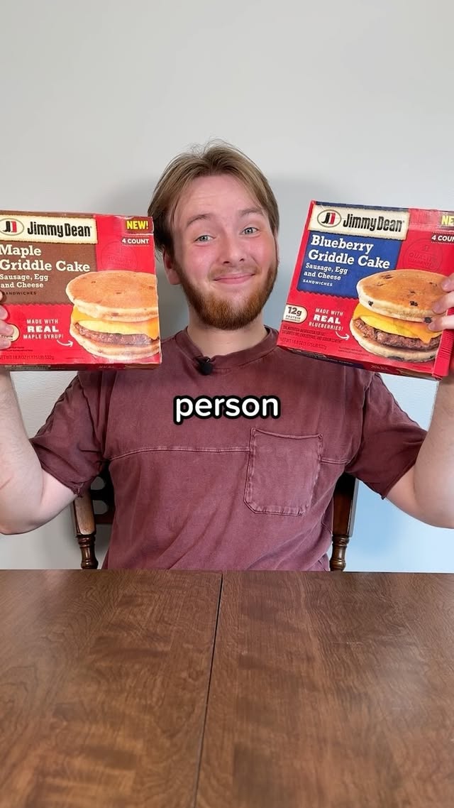 Instagram post by @addiebowley for Jimmy Dean. Caption reads: Let’s see if Jimmy Dean® Blueberry Griddle Cakes....