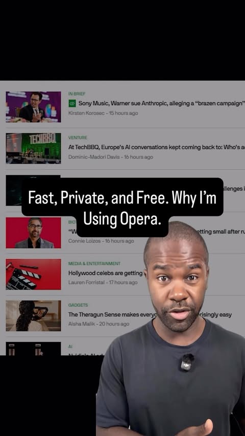 Instagram post by @atlasberry008 for Opera. Caption reads: Been testing Opera on iOS for a few weeks. Tab....