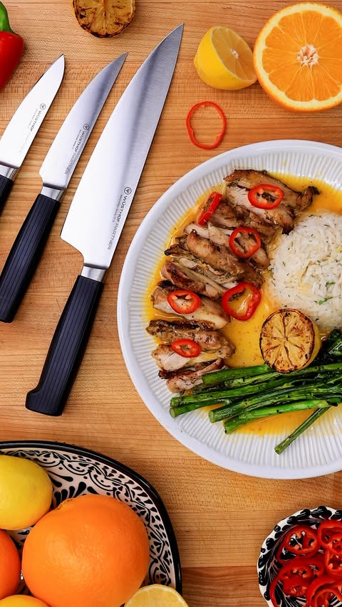 Instagram post by @ryanmichaelcarter for WÜSTHOF. Caption reads: Citrus Grilled Chicken with @Wusthof #ad. Check....