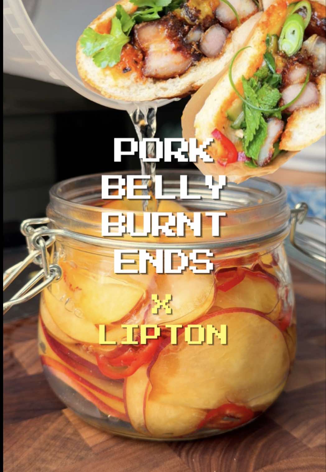 TikTok post by @nellskitchn for Lipton Ice Tea Switzerland. Caption reads: ad A sandwich to pair with @liptonicetea BURNT....