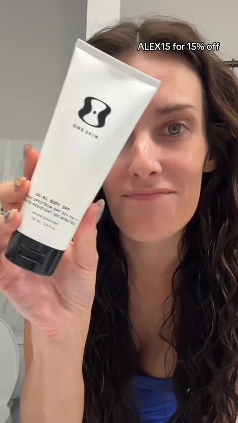 Instagram post by @alexeducatedmess for OneSkin. Caption reads: [...] much simpler: PROTECT IT FROM THE SUN....
