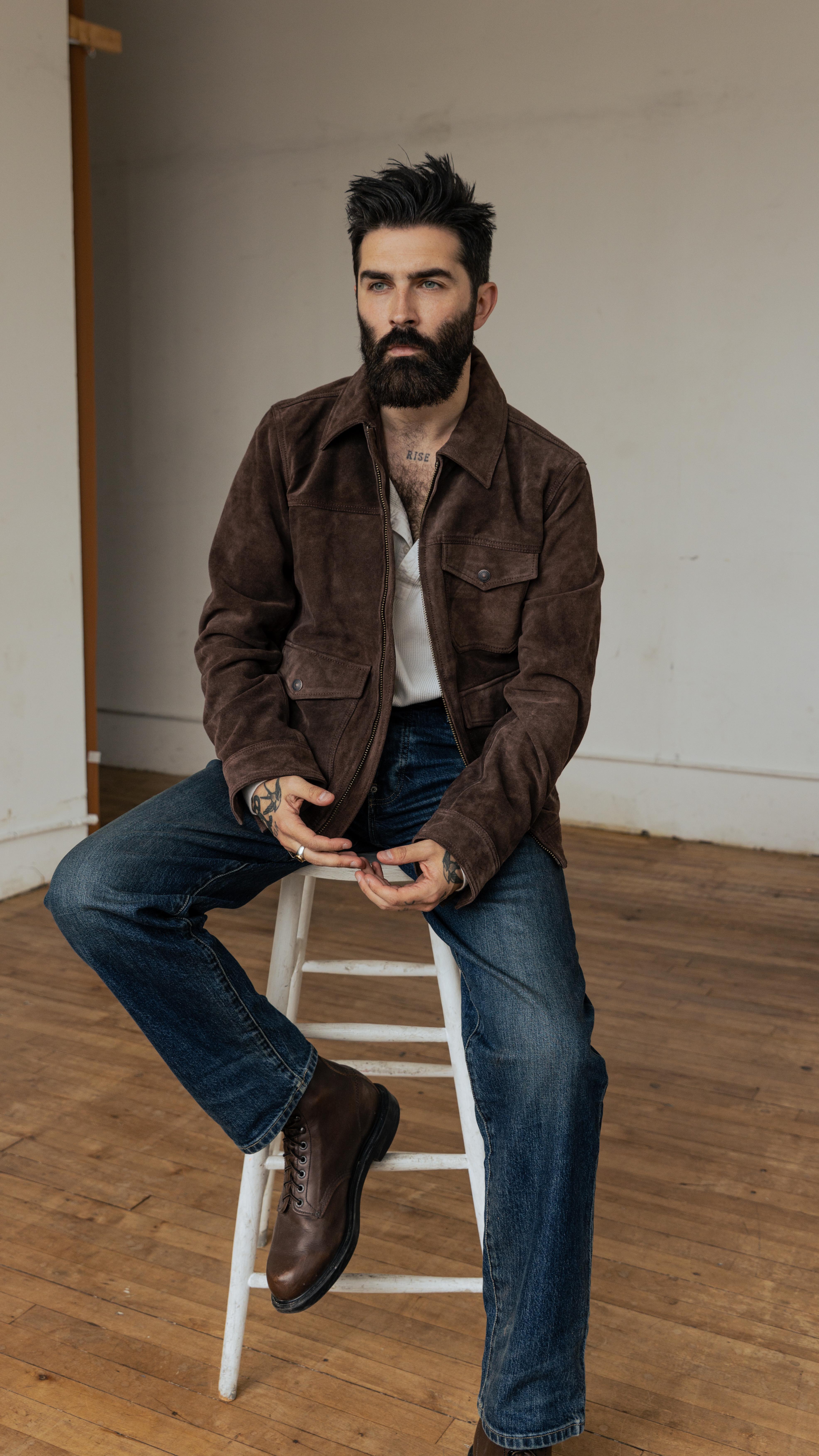 Instagram post by @chrisjohnmillington for Lucky Brand. Caption reads: The suede jacket of dreams. Wow!

Of course,....