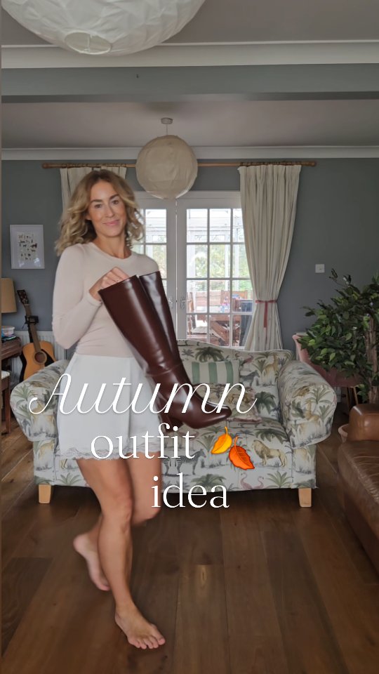 Instagram post by @christinadaydreams for Stripe & Stare. Caption reads: Autumn outfit idea 🍂

Taking the satin mini skirt....