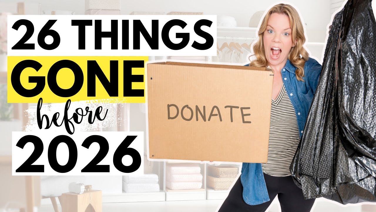 YouTube post by @Clutterbug for Thinkific. Caption reads: 26 Things to Declutter Before 2026 - Your Home....