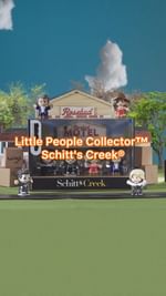 Instagram post by @schittscreek for Fisher-Price. Caption reads: The Little People Collector™ Schitt’s Creek figure....