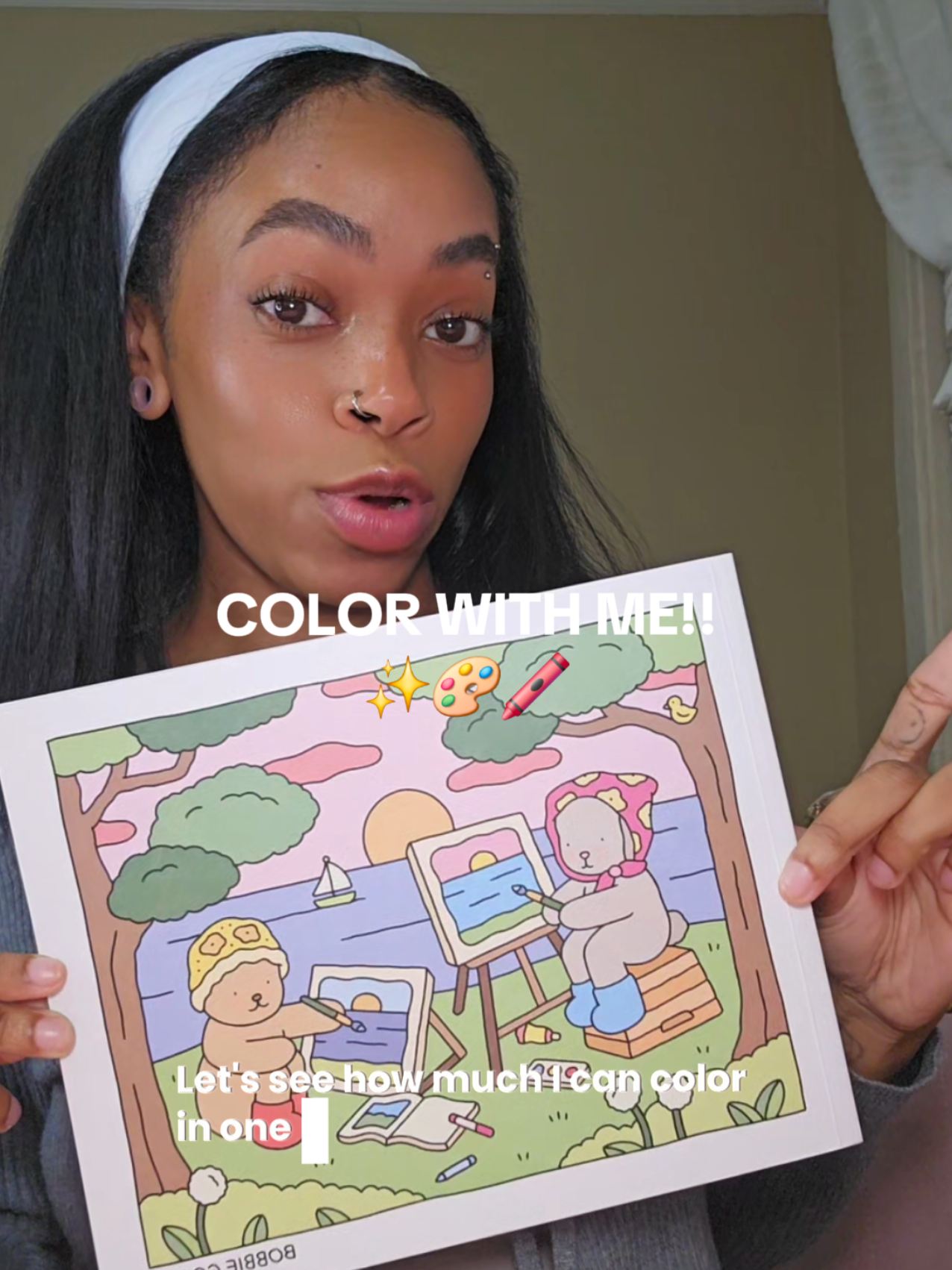 TikTok post by @cairoscozycorner for Bobbie Goods. Caption reads: [...] in just 1 hour!!  🎨Coloring book:....