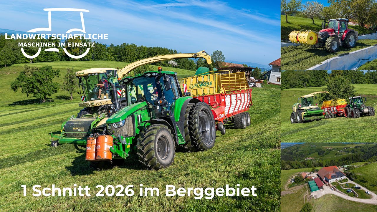 YouTube post by @maschinenimeinsatz for Fendt. Caption reads: [...] ein John Deere und ein Fendt beim abfahren,....