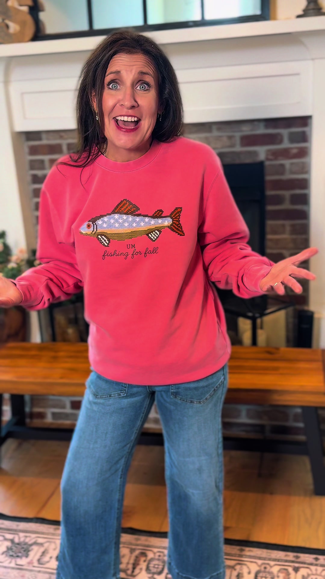 TikTok post by @holly.sizemore for United Monograms. Caption reads: Fishing for Fall! 🎣 @United Monograms....