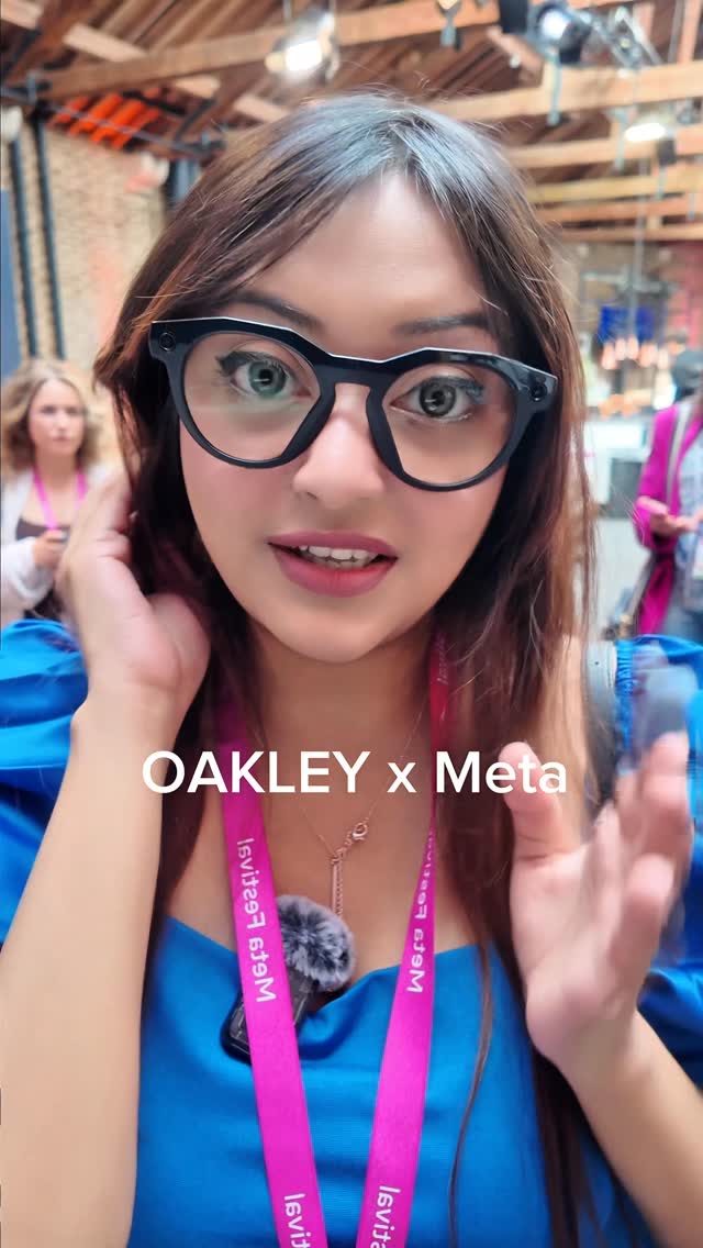 Instagram post by @anushkaa.official for Oakley. Caption reads: The future is here with @meta.ai & @oakleymeta....