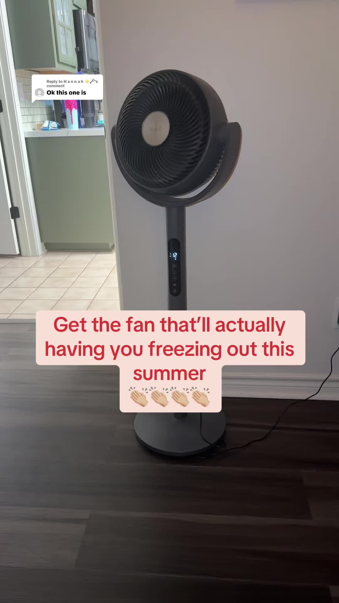 TikTok post by @kn.andrus for Levoit. Caption reads: [...] get the right fan 🤷🏼‍♀️ @LEVOIT #fan....