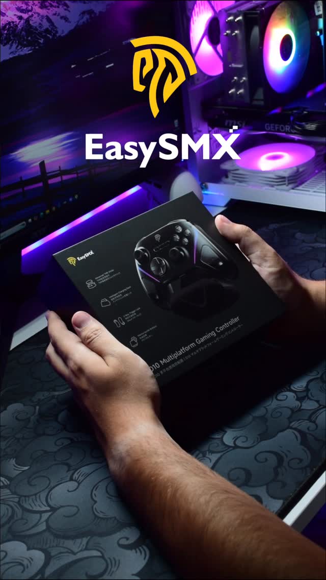 Instagram post by @luksetups for EasySMX. Caption reads: 🎮 Meet the EasySMX D10 – One controller for every....