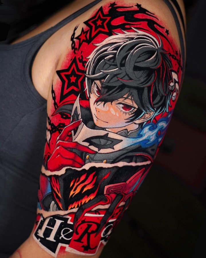 Instagram post by @ccccdddd_ for EZ Tattoo Supply. Caption reads: Persona5:Joker🃏
Sponsored by @eztattooing....