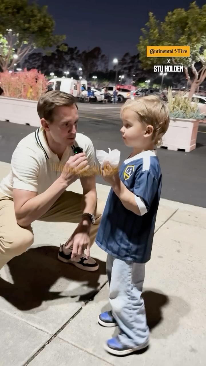 Instagram post by @stuholden for Continental Tire. Caption reads: How many hot dogs did Remi eat? The first MLS....