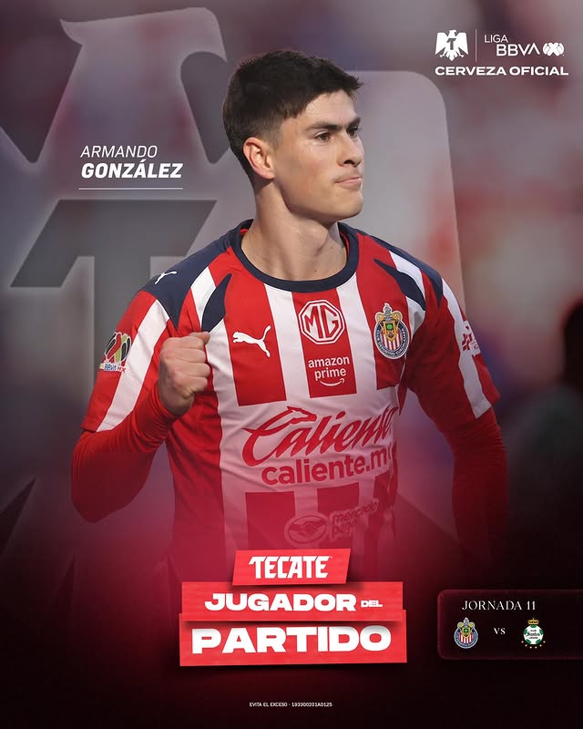 Instagram post by @hormiga_glez for Liga BBVA MX. Caption reads: Modo Super Saiyajin activado ☄️ Rojiblancos, alcen....