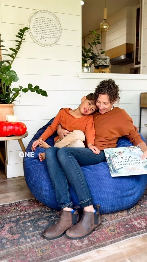 Instagram post by @adventuresofamelieandbros for Cordaroys. Caption reads: [...] storytime, or sleepover central—our....