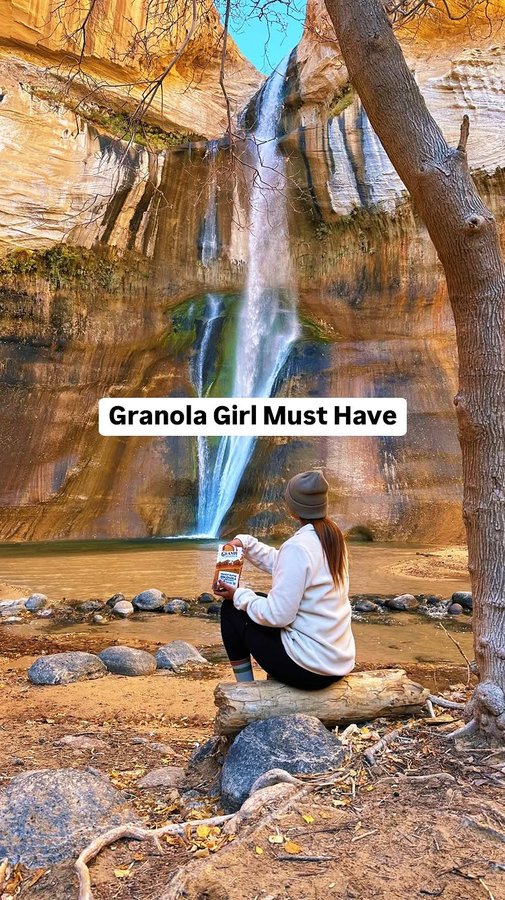 Instagram post by @wanderlusttravelcouple for Grandy Organics. Caption reads: Send this one to all those Granola Girlies you....
