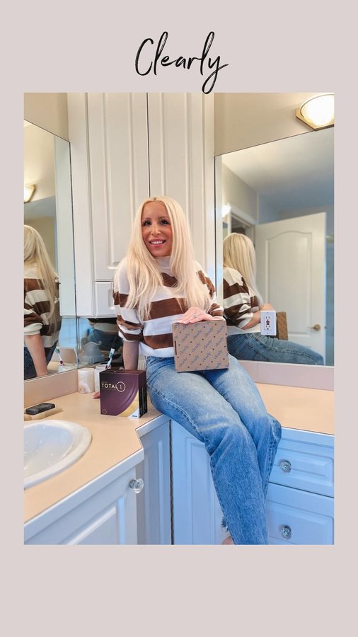 Instagram post by @ashley.marie.andersen for Clearly. Caption reads: GRWM with some help from @clearlyca 

I have been....