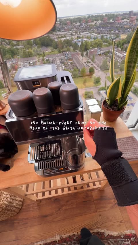 Instagram post by @cofbla for Ninja Kitchen. Caption reads: [...] from a bean-to-cup machine 😋 @ninjakitchen....