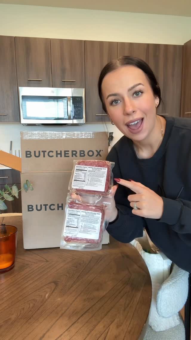 Instagram post by @emskingg for ButcherBox. Caption reads: Dinner is served! Our order from @butcher_box got....