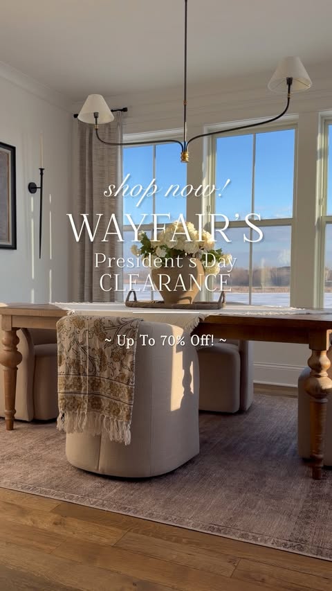 Instagram post by @tuxedofarmhouse for Wayfair. Caption reads: #ad I’m dining in with @Wayfair! I did a little....