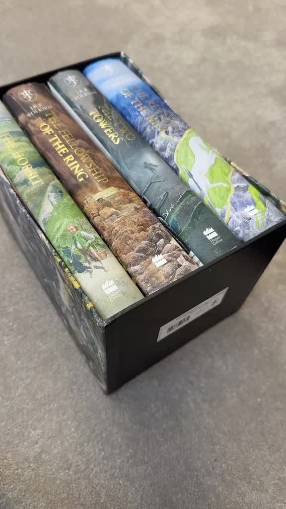 TikTok post by @readwithmills_ for HarperCollinsUK. Caption reads: [...] so beautiful Tolkein books in this....