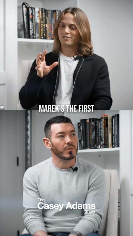 Instagram post by @casey for Marek Health. Caption reads: [...] my podcast I’ve been intrigued about....