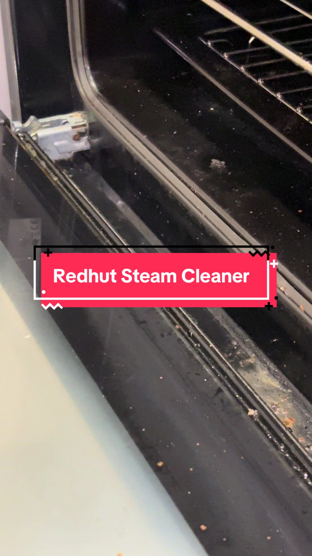 TikTok post by @bex779 for REDHUT. Caption reads: Try out my new steam cleaner with me! ✨ @REDHUT....