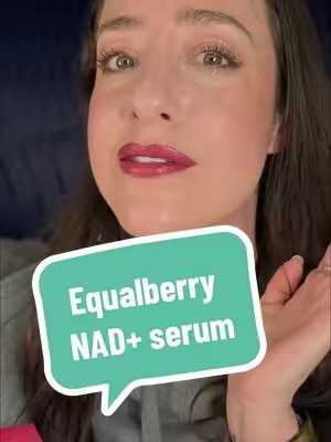 TikTok post by @clairethebear11 for EQQUALBERRY. Caption reads: @EQQUALBERRY NAD+ peptide boosting serum #nadserum....